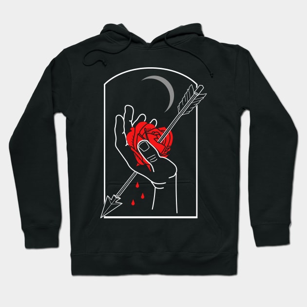 Arrow through the hand Hoodie by deadlydelicatedesigns